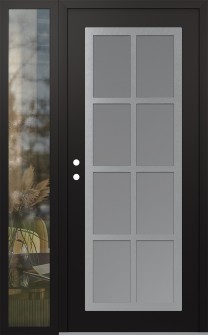 Diamond C16 52" x 80" black/white frosted Glass Panel stainless steel RHI with Sidelite clear Glass