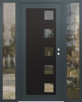 Diamond C5 68" x 80" anthracite/anthracite clear Glass Panel black LHI with 2 Sidelites clear Glass