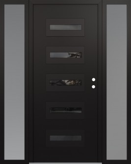 Diamond D4 68" x 80" black/black mirrored Glass Panel black LHI with 2 Sidelites frosted Glass