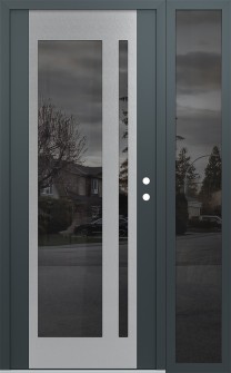 Diamond C15 48" x 80" anthracite/anthracite mirrored Glass Panel stainless steel LHI with Sidelite mirrored Glass