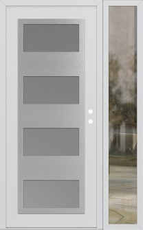 Diamond C2 48" x 80" white/white frosted Glass Panel stainless steel LHI with Sidelite clear Glass