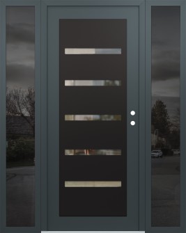 Diamond C7 60" x 80" anthracite/anthracite clear Glass Panel black LHI with 2 Sidelites mirrored Glass