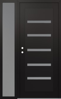 Diamond C7 48" x 80" black/white frosted Glass Panel black RHI with Sidelite frosted Glass