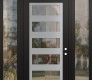 Modern Steel Front Door Diamond C9 68" x 96" black/black clear Glass Panel stainless steel LHI with 2 Sidelites and Transom clear Glass