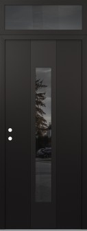 DIAMOND A1 36" X 96" BLACK/BLACK MIRRORED GLASS PANEL BLACK RHI WITH TRANSOM MIRRORED GLASS