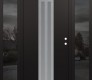 Modern Steel Front Door DIAMOND A8 60" X 80" BLACK/WHITE FROSTED GLASS PANEL STAINLESS STEEL LHI WITH 2 SIDELITES MIRRORED GLASS