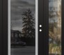 Modern Steel Front Door Diamond C1 52" x 80" black/black mirrored Glass Panel stainless steel LHI with Sidelite clear Glass