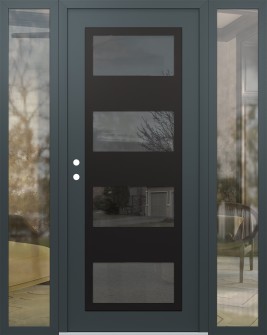 Diamond C2 68" x 80" anthracite/anthracite mirrored Glass Panel black RHI with 2 Sidelites clear Glass