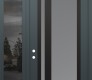 Modern Steel Front Door Diamond C15 50" x 96" anthracite/anthracite frosted Glass Panel black RHI with Sidelite and Transom mirrored Glass