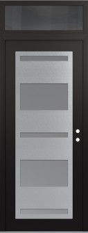 Diamond C10 36" x 96" black/white frosted Glass Panel stainless steel LHI with Transom mirrored Glass