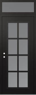 Diamond C16 36" x 96" black/white frosted Glass Panel black RHI with Transom frosted Glass