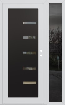 Diamond C8 50" x 80" white/white clear Glass Panel black LHI with Sidelite mirrored Glass