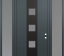 Modern Steel Front Door DIAMOND A12 60" X 96" ANTHRACITE/ANTHRACITE FROSTED GLASS PANEL BLACK LHI WITH 2 SIDELITES AND TRANSOM FROSTED GLASS