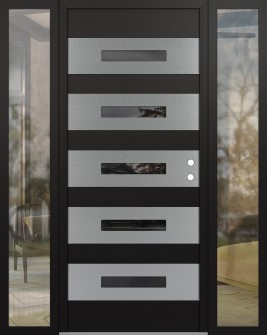 Diamond D9 60" x 80" black/black mirrored Glass Panel stainless steel LHI with 2 Sidelites clear Glass