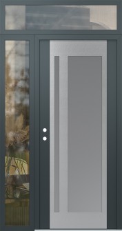 Diamond C15 52" x 96" anthracite/anthracite frosted Glass Panel stainless steel RHI with Sidelite and Transom clear Glass