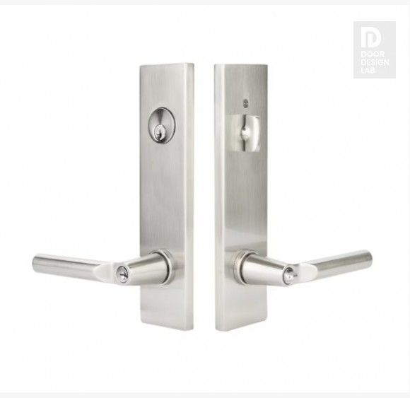 EMTEK MODERN RECTANGULAR TWO-POINT, DOUBLE CYLINDER WITH LUZERN LEVERS 5312 SINGLE CYLINDER SATIN NICKEL US15 for Steel Front Doors
