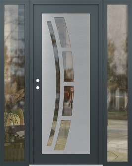 Diamond C12 60" x 80" anthracite/anthracite clear Glass Panel stainless steel RHI with 2 Sidelites clear Glass