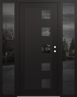 Diamond C5 68" x 80" black/black mirrored Glass Panel black LHI with 2 Sidelites mirrored Glass