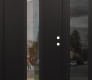 Modern Steel Front Door DIAMOND A11 48" X 80" BLACK/BLACK CLEAR GLASS PANEL BLACK LHI WITH SIDELITE MIRRORED GLASS
