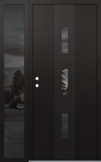 DIAMOND A7 48" X 80" BLACK/BLACK MIRRORED GLASS PANEL BLACK RHI WITH SIDELITE MIRRORED GLASS