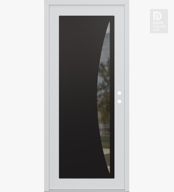 Modern Steel Front Door Diamond C13 36" x 80" white/white clear Glass Panel black LHI