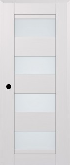 RTA RIGHT HAND PREHUNG CONCEALED DOOR SLAB DELLA VETRO BIANCO NOBLE 18" X 80" X 1 9/16" FROSTED GLASS