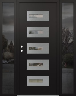 Diamond D6 68" x 80" black/black Clear Glass Panel Stainless steel RHI with 2 Sidelites Mirrored Glass