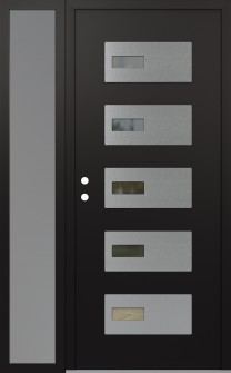 Diamond D7 48" x 80" black/black clear Glass Panel stainless steel RHI with Sidelite frosted Glass