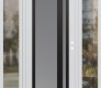 Modern Steel Front Door Diamond C15 68" x 80" white/white frosted Glass Panel black LHI with 2 Sidelites clear Glass