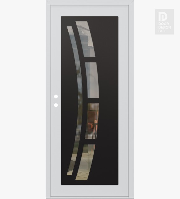 Modern Steel Front Door Diamond C12 36" x 80" white/white clear Glass Panel black RHI