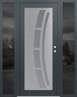 Diamond C12 68" x 80" anthracite/anthracite frosted Glass Panel stainless steel LHI with 2 Sidelites mirrored Glass