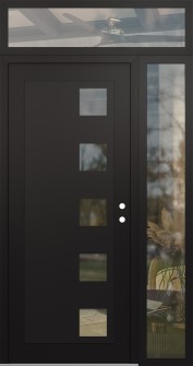 Diamond C5 48" x 96" black/black clear Glass Panel black LHI with Sidelite and Transom clear Glass