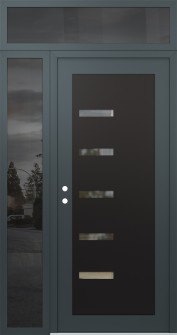 Diamond C8 50" x 96" anthracite/anthracite clear Glass Panel black RHI with Sidelite and Transom mirrored Glass