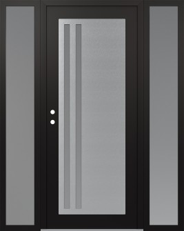 Diamond C6 68" x 80" black/white frosted Glass Panel stainless steel RHI with 2 Sidelites frosted Glass