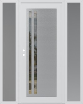 Diamond C6 68" x 80" white/white clear Glass Panel stainless steel RHI with 2 Sidelites frosted Glass