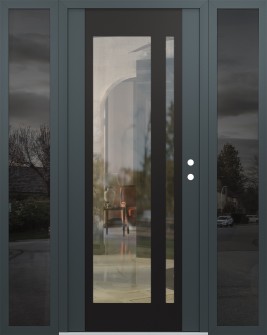 Diamond C15 60" x 80" anthracite/anthracite clear Glass Panel black LHI with 2 Sidelites mirrored Glass