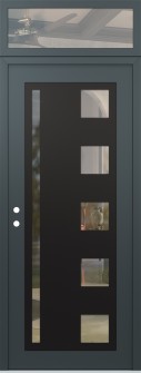 Diamond C3 36" x 96" anthracite/anthracite clear Glass Panel black RHI with Transom clear Glass