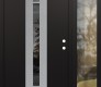 Modern Steel Front Door DIAMOND A5 48" X 80" BLACK/BLACK MIRRORED GLASS PANEL STAINLESS STEEL LHI WITH SIDELITE CLEAR GLASS