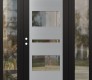 Modern Steel Front Door Diamond C10 64" x 80" black/black clear Glass Panel stainless steel RHI with 2 Sidelites clear Glass
