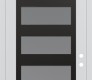 Modern Steel Front Door Diamond C9 36" x 96" white/white frosted Glass Panel black LHI with Transom mirrored Glass