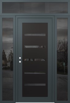 Diamond C7 68" x 96" anthracite/anthracite mirrored Glass Panel black RHI with 2 Sidelites and Transom mirrored Glass