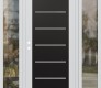 Modern Steel Front Door Diamond C11 68" x 80" white/white frosted Glass Panel black RHI with 2 Sidelites clear Glass
