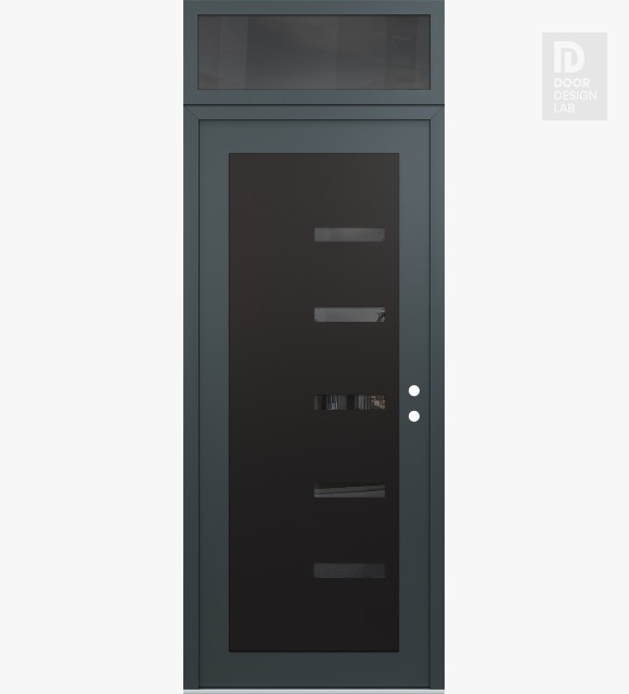 Modern Steel Front Door Diamond C8 36" x 96" anthracite/anthracite mirrored Glass Panel black LHI with Transom mirrored Glass