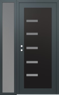 Diamond C8 52" x 80" anthracite/anthracite frosted Glass Panel black RHI with Sidelite frosted Glass