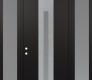 Modern Steel Front Door DIAMOND A2 68" X 96" BLACK/WHITE FROSTED GLASS PANEL STAINLESS STEEL RHI WITH 2 SIDELITES AND TRANSOM FROSTED GLASS