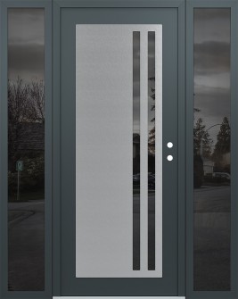 Diamond C6 60" x 80" anthracite/anthracite mirrored Glass Panel stainless steel LHI with 2 Sidelites mirrored Glass
