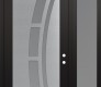 Modern Steel Front Door Diamond C12 48" x 96" black/white frosted Glass Panel stainless steel LHI with Sidelite and Transom frosted Glass