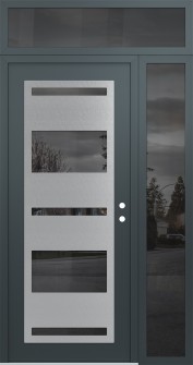 Diamond C10 50" x 96" anthracite/anthracite mirrored Glass Panel stainless steel LHI with Sidelite and Transom mirrored Glass