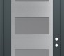 Modern Steel Front Door Diamond C2 36" x 96" anthracite/anthracite frosted Glass Panel stainless steel LHI with Transom frosted Glass