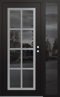 Diamond C16 50" x 80" black/black mirrored Glass Panel stainless steel LHI with Sidelite mirrored Glass